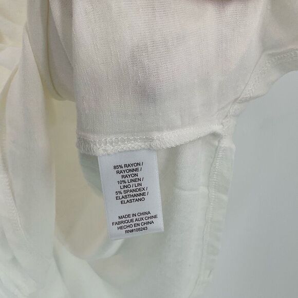 Bobeau Twist Cutout Back Short Sleeve Linen Blend Top Ivory Women Small NWT - Picture 4 of 5
